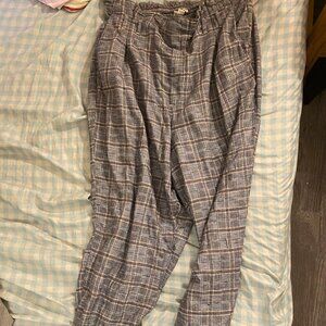 Gray plaid casual pants